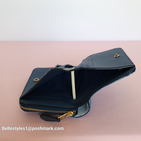 COACH Billfold Small Wallet in Denim -Deep Blue color ⭐ - Picture 14 of 16